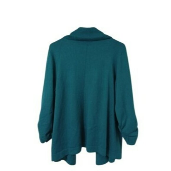 JM Collection Womens Open Front Cardigan Sweater Teal XL Ribbed Design - Picture 7 of 12